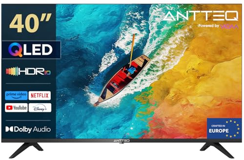 Antteq AV40F5Q 2K QLED Smart TV 40 Pollici Bluetooth con HDR10 Triplo Tuner HD (DVB-C/-S2/-T2), App Store, Netflix, Prime Video, Rakuten TV, DAZN, YouTube