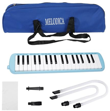 Karlak 37 Tangenter Melodica Premium-plastinstrument med Klart Ljud för Nybörjare Vuxna Gift Pink (Blå)