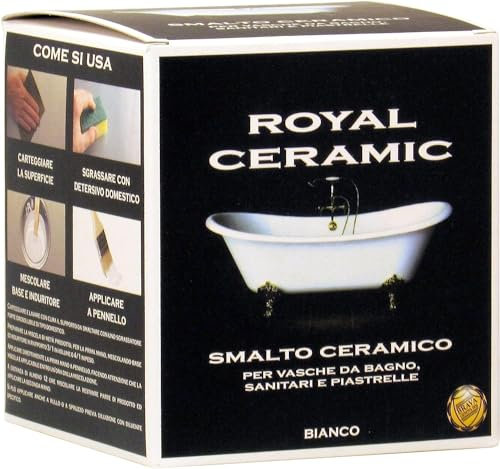 Brava - Royal Ceramic RC3 – Smalto ceramico bi-componente, per vasche, piastrelle o vetro, colore: bianco, confezione da 375 ml