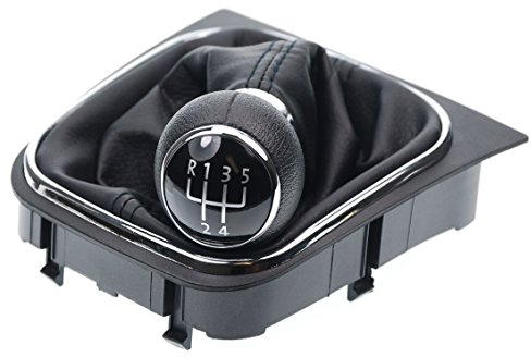 L & P Car Design L&P 256-2 Schaltsack Schaltmanschette in Schwarz + Schaltknauf + Rahmen als Komplettset mit 5 Gang Knauf als Plug Play Ersatzteil für 1K0711113 + 5K0711113 + 1K8711113