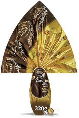 Lindt LINDOR Uova di Pasqua 2026 di Cioccolato Fondente, Uovo al Cioccolato Fondente 70% cacao con Praline LINDOR e Sorpresa, 320g