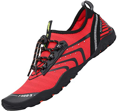 SAGUARO Chaussures Aquatiques Homme Femme Chaussure de Plage Chaussure Eau Chaussette Aquatique pour Baignade Natation Surf, Bonbons à la Pomme Rouge GR.38