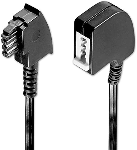 PerfectHD 6m TAE Verlängerungskabel, TAE-F Stecker auf TAE-F Buchse, Telefonkabel, Schwarz, 6 Meter