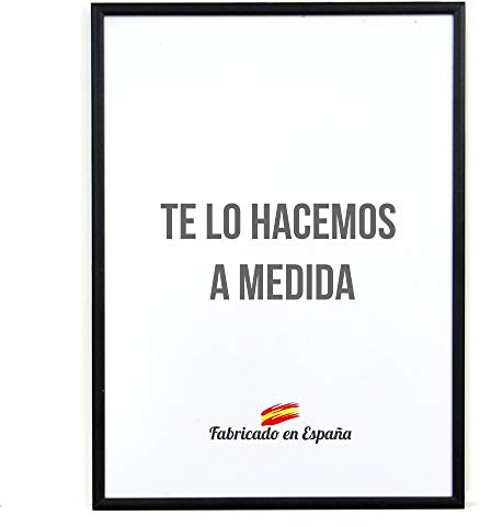 Marco a Medida para Fotos, póster, Puzzles, láminas, Diplomas y orlas. Cuadro Modelo 412-4 en Aluminio Negro Mate, con Cristal metacrilato 1.5 mm y Trasera Antihumedad 48x68 cm