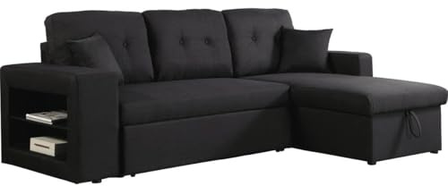 Canapé d'angle Convertible/Réversible Axel, 3 Places, Noir