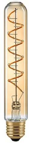 SIGOR LED Deko Wendelfilament-Röhrenlampe CURVED GOLD, 230V, Ø 3.2cm / L 18.5cm, E27, 5.5W 2000K 250lm 330°, dimmbar, Gold/Klar