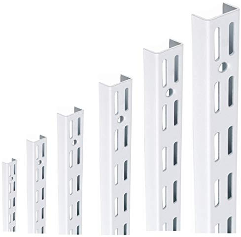 MSF Twin Slot Shelving WHITE Uprights, Brackets Adjustable Strong Rack Wall Shelf Pack OF 2, UPRIGHT 1200MM OR 122CM