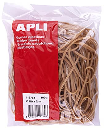 APLI 18764 Gummibänder, 14 cm, Beutel mit 100 g