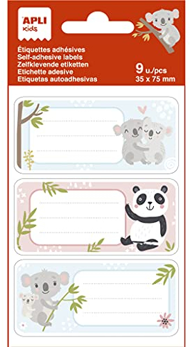 APLI Kids 19016 Koala Schul-Etiketten für Bücher und Gegenstände, 3 verschiedene Designs, 9 Etiketten
