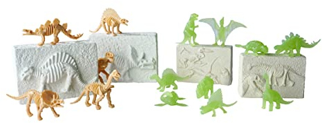 Simba 104342552 - Grand kit d'excavation Dinosaures 4 squelettes de Dinosaures à déterrer, 2 avec Effet Brillant dans Le Noir, 6-8 cm, avec Outils, à partir de 3 Ans