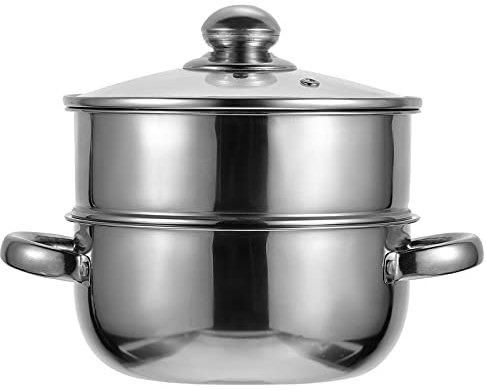 Cabilock 1pc Stainless Steel Steamer Pot Lid Dual-Layer Cooking Stockpot for Induction and Gas Stoves Rustproof Soup Pot Easy to Clean and Cookware Random Style