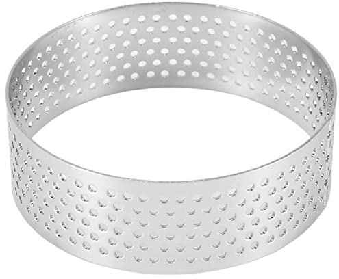 Wanjorlay 10 PièCes Dessert Rond en Acier Inoxydable Perforé Aux Fruits Quiche Gâteau Mousse Moule Cuisine Cuisson Moule 6 Cm