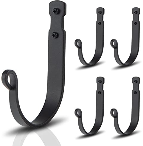 Wrought Iron Hooks for Hanging Wall Mounted, Black Heavy Duty Wall Hooks