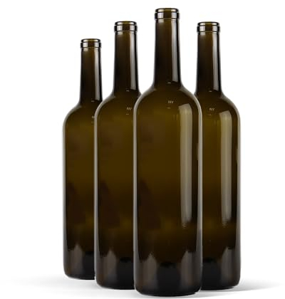 WYSKONT Weinflasche 750 ml Bordeaux 48 Stück - Olivgrün Weinflasche ohne Korken - Leere Glasflasche - Wasserflasche - Leere Likörflaschen - Glasflaschen zum befüllen - Water Bottle - Wein Zubehör