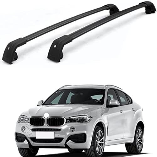 HOWENG Barres Toit Voiture Rail Cross Aluminium,pour BMW X6 F16 X6M F86 2014-2019 Rails Support Barre Transversale Automatique Porte-Bagages sur Toit Support Vélo Transport Supérieur
