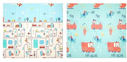 Baby Play Mat 200x180 cm Baby Crawling Mat Reversible Baby Floor Mat Soft Padded Babies Gym Floor Mat Foam Foldable Portable Baby Play Mat (Mat Design 1)