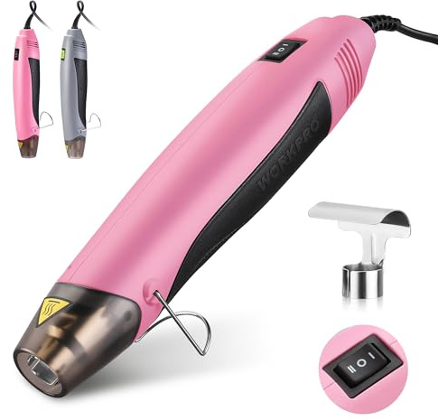 WORKPRO Heat Gun, 400W Mini Hot Air Gun with Reflector Nozzle, 2 Temp Settings 482℉(250℃)/842℉(450℃) and 5.9ft Long Cable Overload Protection for Craft Embossing, Shrink Wrapping PVC, Drying Paint