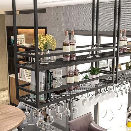 Portabottiglie Da Soffitto,Porta Bicchiere Da Vino Sospeso,Portabottiglie E Portabicchieri Scaffali Galleggianti,Piante Moderne Foto Bottiglie Di Vino Espositore Scaffale,per Cucina Home Bar ( Size :
