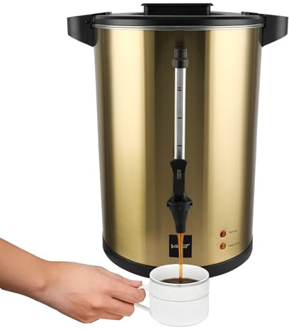 Valgus Professionale Urna da caffè 55 Tazze 8L Oro Doppia Parete Commerciale Acciaio Inox Percolatore Caffettiera Acqua Calda Urna per Catering Matrimonio Festa