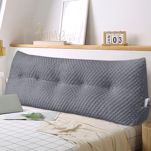 Weiches Keilkissen Bett Großes Rückenkissen, bequem und stützend, Lesekissen Wandkissen Lendenkissen für Couch und Betten, Stützkissen, Nackenkissen mit abnehmbarem Bezug(Dunkelgrau-100x20x50cm)