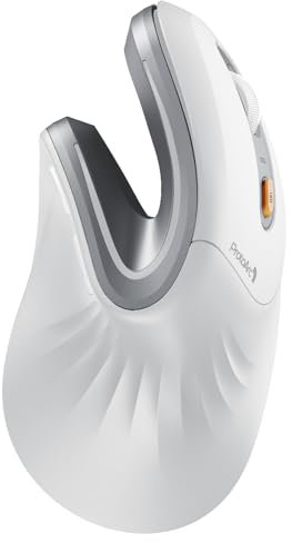 ProtoArc EM11 NL Ergonomische Vertikale Maus, Kabellos Aufladbar Mouse mit 3 Gerät (Bluetooth+Bluetooth+USB), Vertikal Funkmaus für Computer, iPad, Mac, Windows