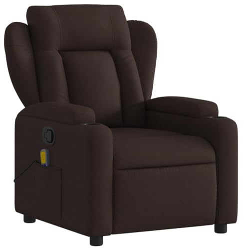 KOIECETA Sillón de masaje con respaldo ajustable, con función de vibración, sillón reclinable, sillón reclinable, sillón reclinable, sillón de televisión, sillón de TV, color marrón oscuro