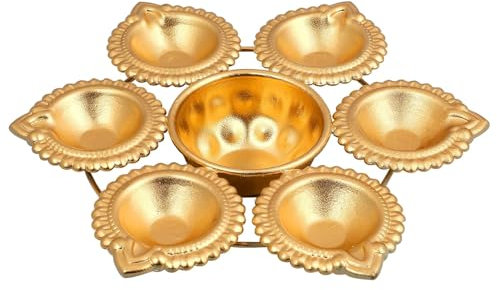 Set of 2 Diya Shape Flower Decorative Urli Bowl Handcrafted Bowl for Floating Flowers and Tea Light Candles Home,Office and Table Decor|Diwali Decoration Items for Home (7 Inches)