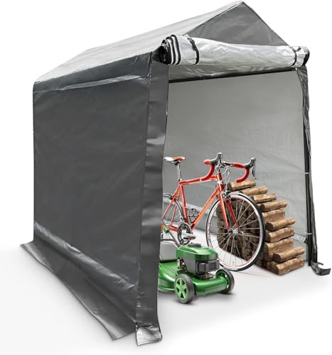 WIELS® Abri à outils 170 x 240 x 213 cm 8,7 m³, abri de jardin, garage à vélos, abri de moto, film plastique, abri à outils, garage de tente, tente à outils (anthracite, 240 x 170 x 227 cm)