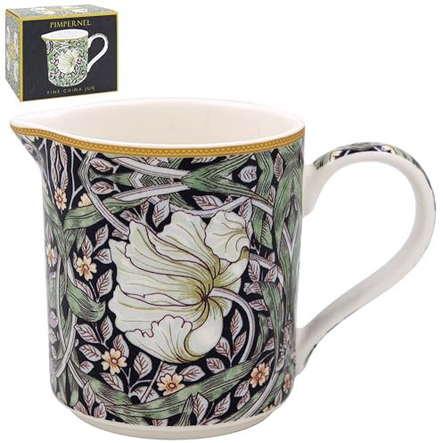 The Leonardo Collection William Morris Pimpernel - Jarra de cerámica o vidrio para múltiples usos | Hermosa jarra de crema o leche para uso diario | También se puede utilizar como jarra de agua