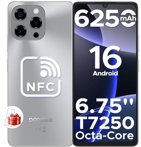 DOOGEE Note 58 Android 16 Handy Ohne Vertrag, 6250mAh, 32(8+24) GB+128GB/2TB TF Smartphone, 6.75 HD+ IPS T7250 Octa Core Handy Günstig, 16MP+8MP, Dual SIM 4G Simlockfreie Handys, OTG, GPS, Face ID