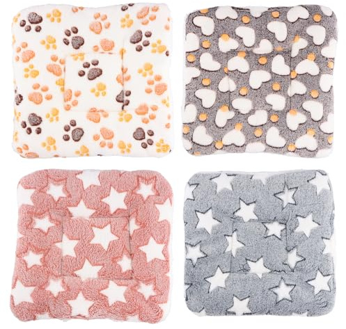 Ziyonix 4 Pezzi Letto di Peluche per Piccoli Animali Coperta di Coniglio Caldo Letto per Porcellini D'india Tappetini da LETTO Cuscino per Dormire per Criceto Coniglio cincillà 30 x 30 cm