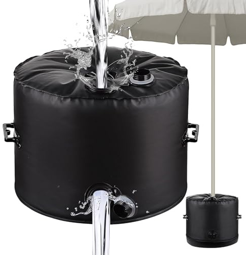 BigKing Base per Ombrellone Rotonda, Supporto Ombrellone da Giardino Riempibile 40L Acqua, Porta Ombrellone per Esterno, capacità di Carico 22,7kg, per Ristoranti, Spiaggia, Patio, Nero