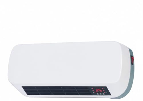 EGLEMTEK Termoventilatore Da Parete In Ceramica 2000 W Con Display LED Telecomando Timer 12h 3 Modalità Termostato Da 10 a 49°C IP22 Filtro Antipolvere Sicurezza Overprotect 45 x 12 x 19 Cm Bianco