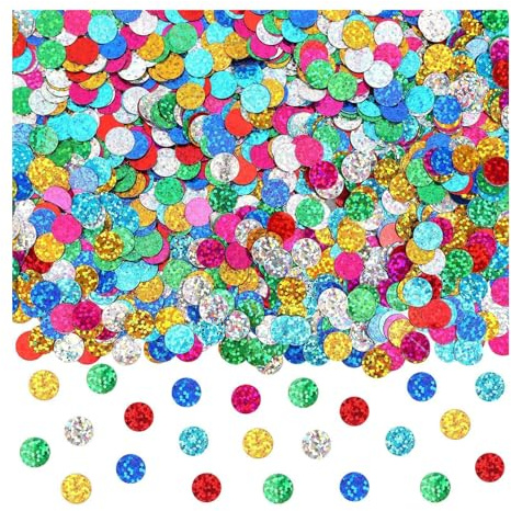 Glitter Round Confetti, Multicolor Circle Sparkle Sequins, 3 Packs | Shiny Plastic PVC, Multicolor Metallic Finish, Pre-Punched Hole, Suitable for Crafts, Party Decor and Baby Showers