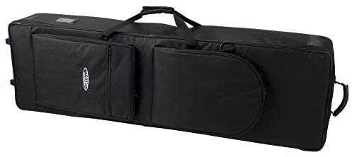 Classic Cantabile Keyboardtasche mit Rollen 140 cm schwarz (robuster Gigbag, Innenmaße, 140 x 46 x 17 cm, doppelt gesponnenes und verwebtes Nylongewebe, verklettbarer Tragegriff, 2 große Außentaschen)