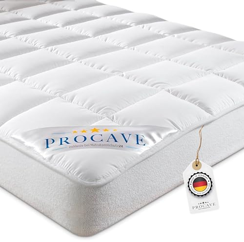 PROCAVE Micro-Comfort Matratzen-Bett-Schoner weiß 120x220 cm mit Spannumrandung | Höhe bis 30cm | Auch für Boxspring-Betten und Wasser-Betten geeignet | Microfaser | 100% Polyester | Matratzen-Auflage