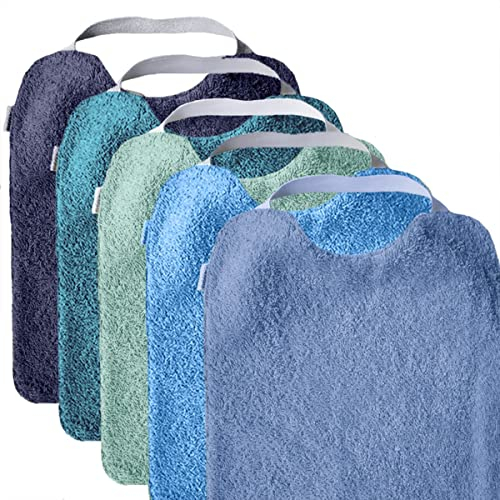 MIMUSELINA 5er-Pack Frottee Lätzchen Baby mit Elastischem Halsbund | Große Lätzchen Baby BLW aus Frottee und Wasserdichtem Stoff | Weich, Saugfähig, Leicht zu Reinigen | Ideal für die Kita