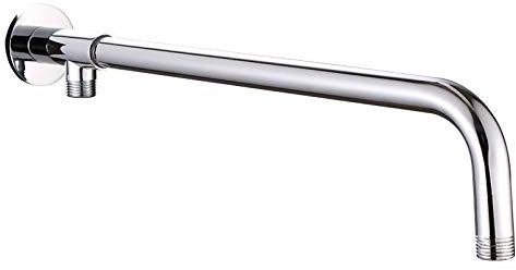 Drenky Bras de pommeau de douche en acier inoxydable de 33 cm avec support en cuivre argenté et chrome poli pour pommeau de douche à effet pluie livré avec ruban en téflon et vis