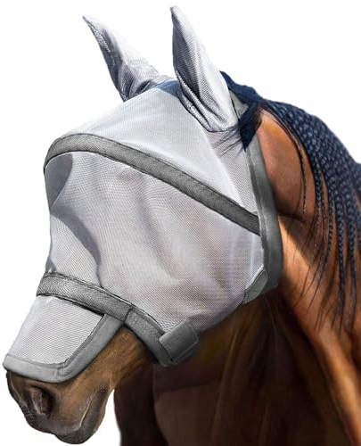 Harrison Howard Maskology Supreme Nylon Framework Micro-Woven Material UV-Proof Horse Fly Mask Grey-Cob