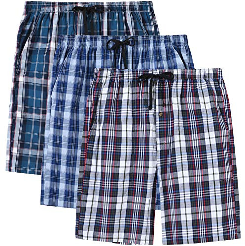 MoFiz korta pyjamasbyxor för män, bomull, sovshorts, rutiga pyjamasbyxor, fritidsbyxor, rutiga loungewear, XXL