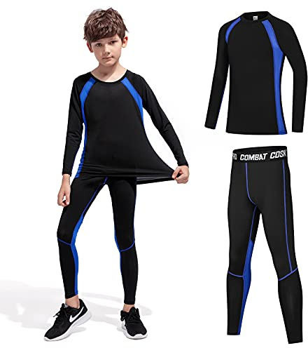 Fengzio sous Vêtements Thermique Enfant Sport Respirants Thermiques Ensemble pour Ski et Football pour Garçon et Fille Fille Séche Rapide Enfants sous-vêtements Thermiques Set Unisexe
