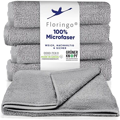 Moon 5er Pack Microfaser, Friseur, Handtücher, Salonhandtücher, ca. 50x90 cm von Floringo mit saugstarker Oberfläche (grau)