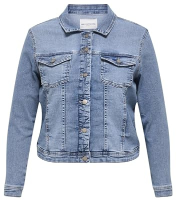 ONLY CARMAKOMA Chaqueta vaquera Carwespa LS para mujer, color azul claro DNM Noos, Mezclilla De Color Azul Claro, 46