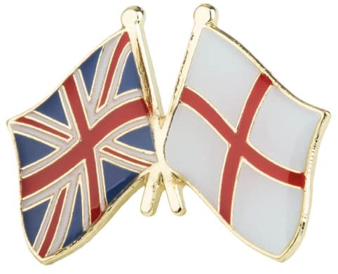 UK and England Crossed Flags Enamel Lapel Pin – 2.4 x 1.9 cm Metal Badge – Heritage and Friendship Accessory for Jackets, Hats, Backpacks, and More