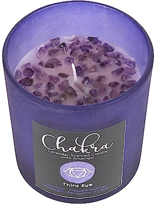 Something Different Wholesale Kristall helande lavendel ljus - tredje ögat chakra, frostat lila, ametistflisor
