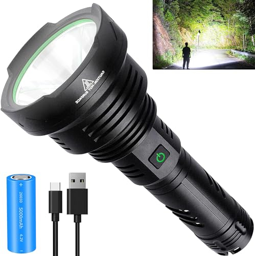 WHTOHY Torcia LED ricaricabile super luminosa 50000 lumen, torcia LED ad alta potenza ricaricabile Torcia tattica della polizia 5 modalità torcia potente torcia all'aperto per campeggio emergenza