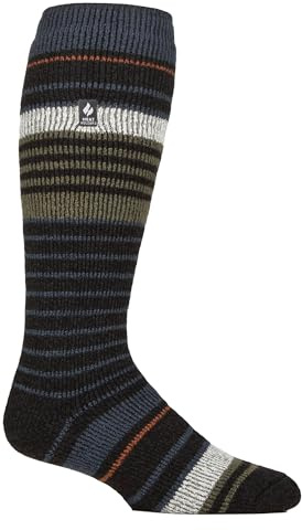 HEAT HOLDERS - Calze da sci da uomo spesse extra lunghe a righe 2,3 TOG invernali termiche al ginocchio, Taglia unica