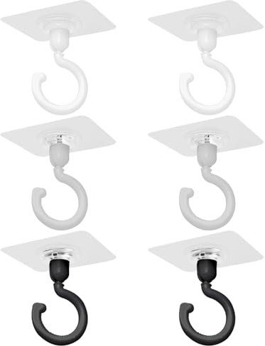 ZBHDEYG 6 Piezas De Ganchos De Techo, Ganchos De Púas De Techo, Ganchos De Pared Autoadhesivos, Ganchos De Techo Giratorios, Ganchos Adhesivos De Techo, Ganchos De Carga, Ganchos Para Abrigos