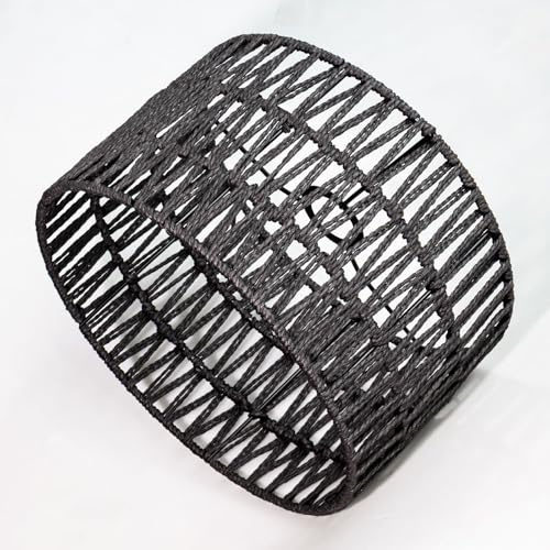 Osasy Modern schwarz Boho lampenschirm,rattan lampenschirme Trommelform, hohlgeschnitzt, für Stehlampe, Tisch Lampenschirm,Hängelampe