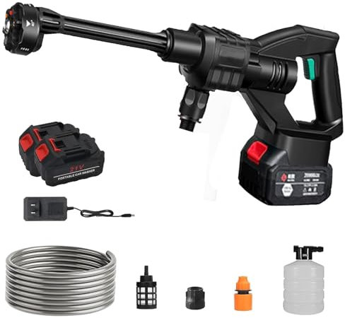 Limpiador de Alta Presión Inalámbrico, Hidrolimpiadora a Batería 75Bar Pistola de Alta Presión Inalámbrica con 2 Baterías Hidrolimpiadora de Alta Presión Portátil